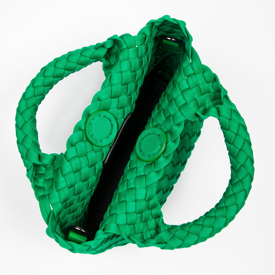 Crossbody bag neon fluro green Australia Sydney. Designed by women. Handmade vegan leather handbag. Andreina Bags inner lining cross body bag. Vegan Leather.